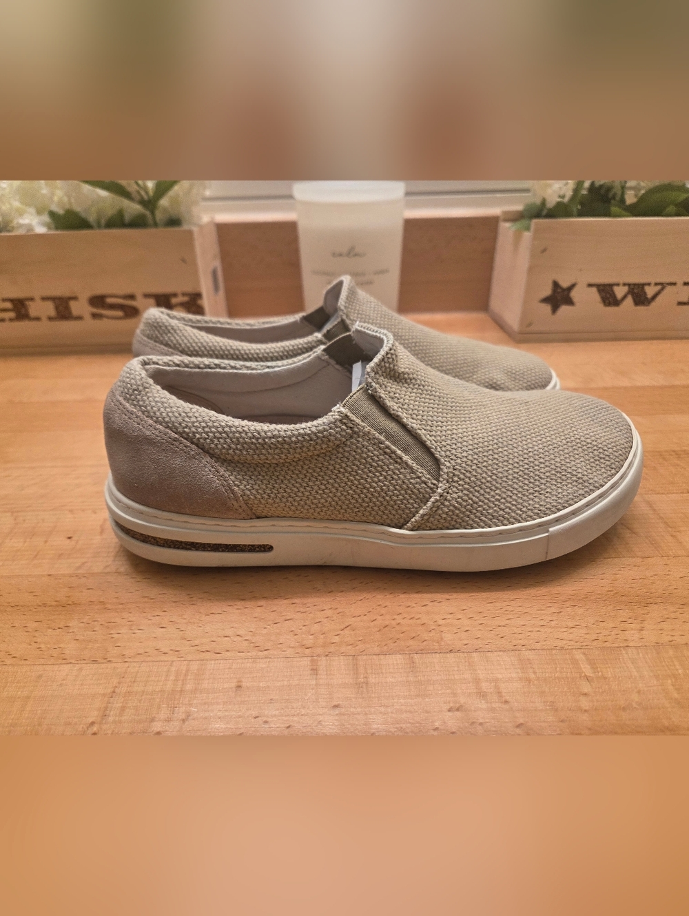 Birkenstock Oswego Slip-On Sneaker Sandcastle Beige Women's Size 38